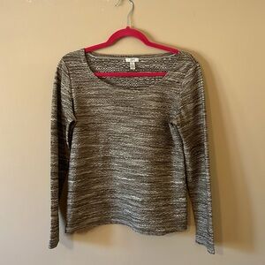 J. JILL Brown Striped Textured Shirt Size Small